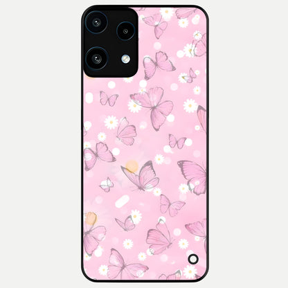  Blush Butterfly Garden Glass Case For Nothing Phone 3A Lite back cover – full design glossy printed glass finish