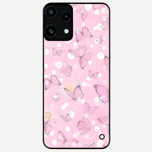  Blush Butterfly Garden Glass Case For Nothing Phone 3A Lite back cover – full design glossy printed glass finish