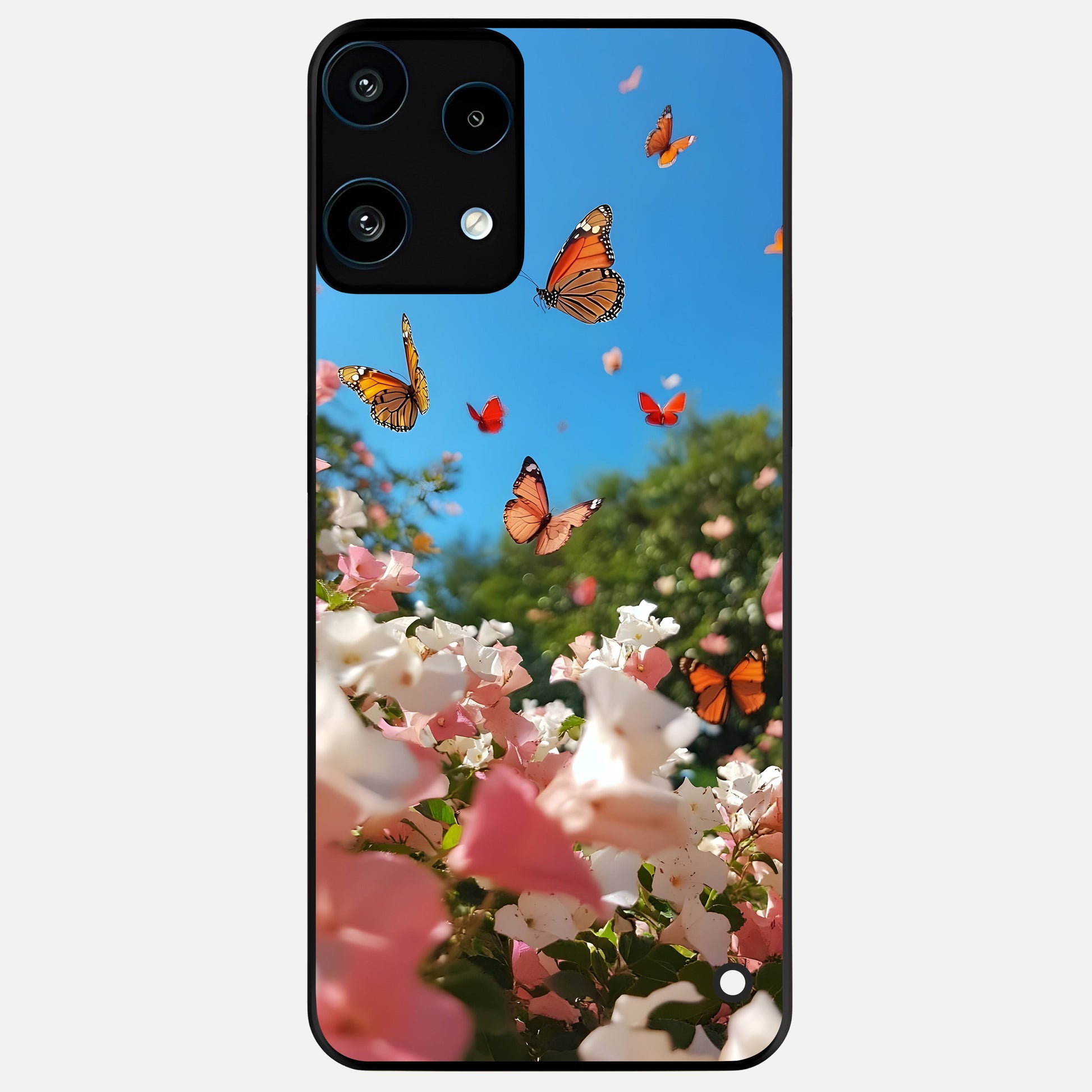  Butterflies In Bloom Sky Glass Case For Nothing Phone 3A Lite back cover – full design glossy printed glass finish
