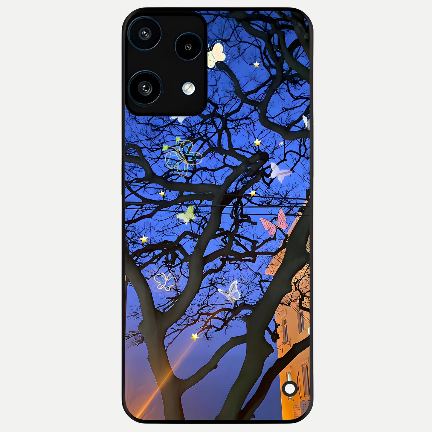  Butterfly Night Magic Glass Case For Nothing Phone 3A Lite back cover – full design glossy printed glass finish