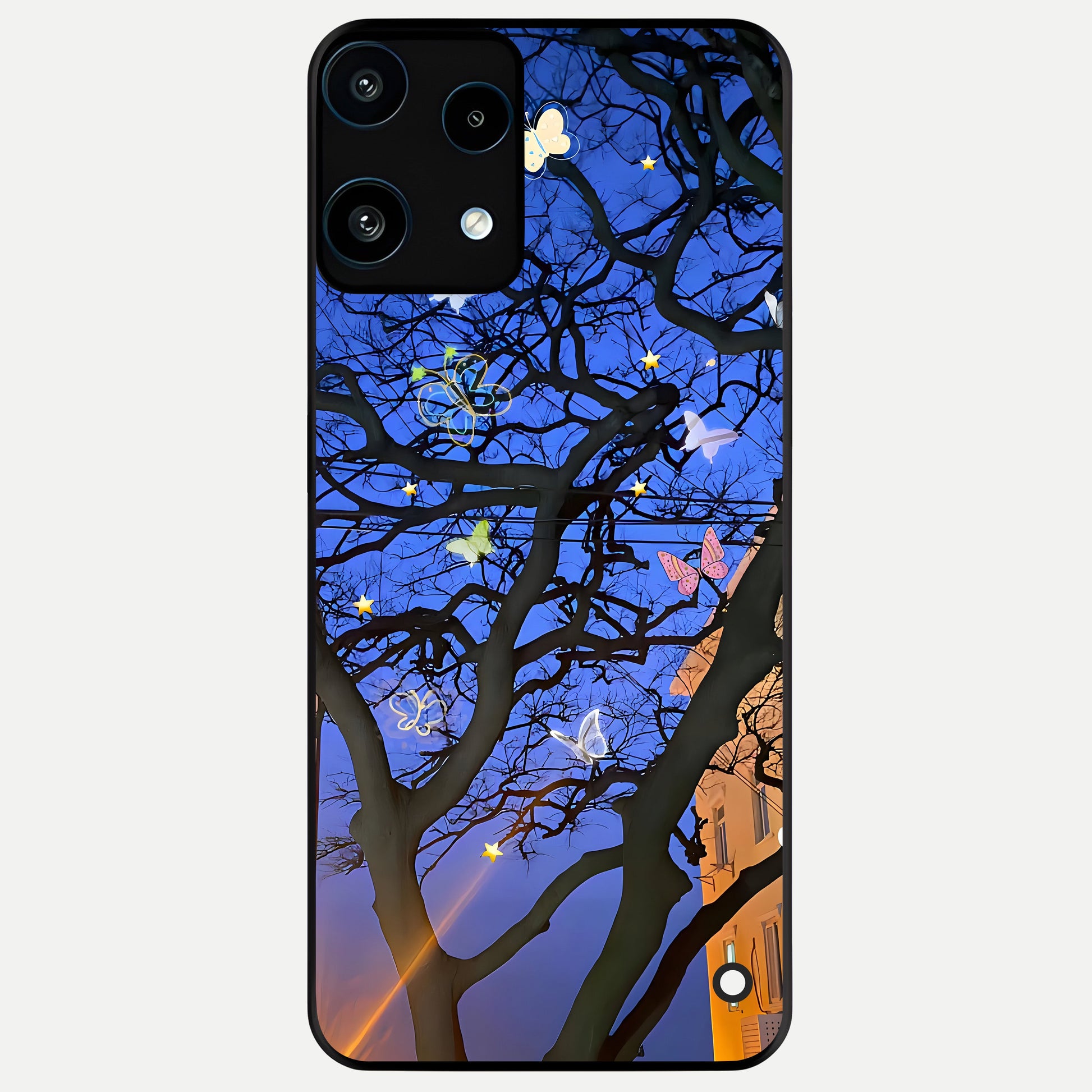  Butterfly Night Magic Glass Case For Nothing Phone 3A Lite back cover – full design glossy printed glass finish