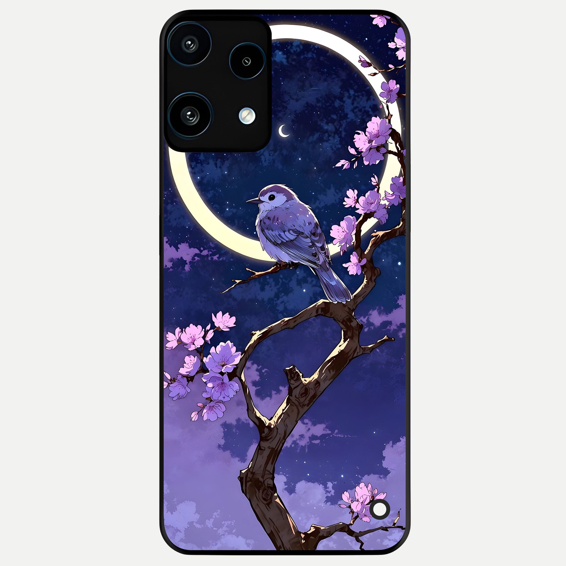  Celestial Bird Blossom Glass Case For Nothing Phone 3A Lite back cover – full design glossy printed glass finish
