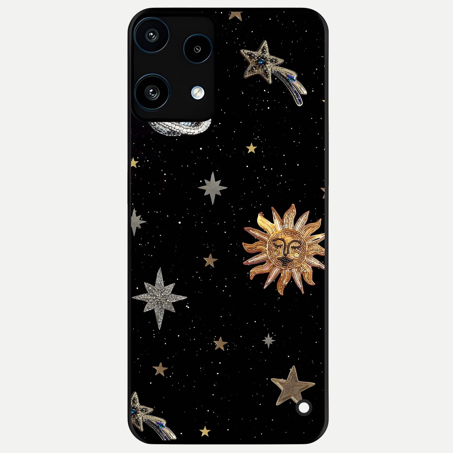  Celestial Moon With Stars Glass Case For Nothing Phone 3A Lite back cover – full design glossy printed glass finish