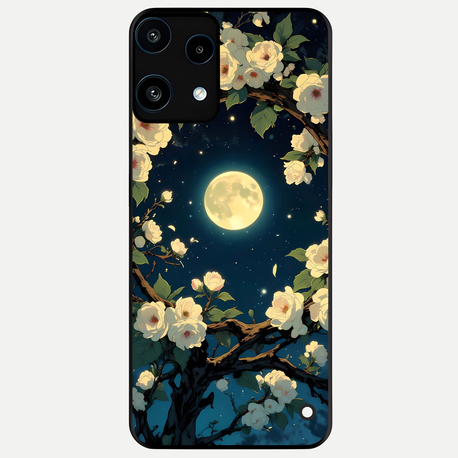  Celestial Moon And Flower Glass Case For Nothing Phone 3A Lite back cover – full design glossy printed glass finish