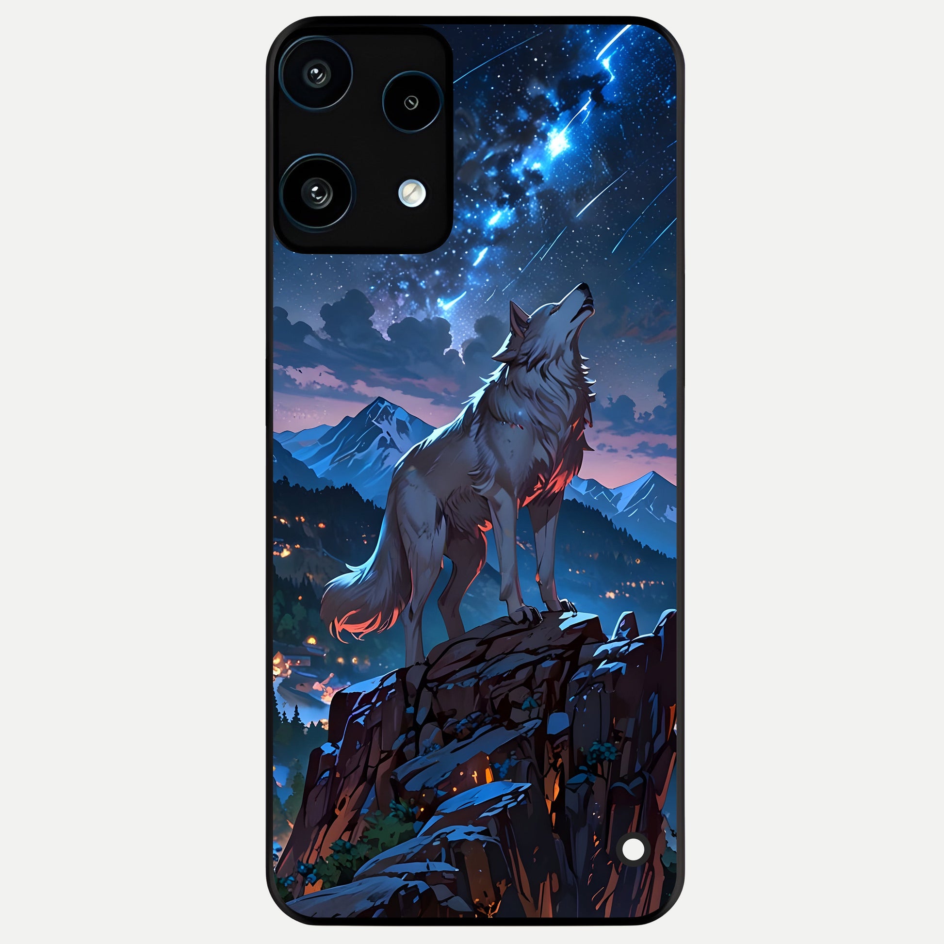  Celestial Wolf Howl Glass Case For Nothing Phone 3A Lite back cover – full design glossy printed glass finish