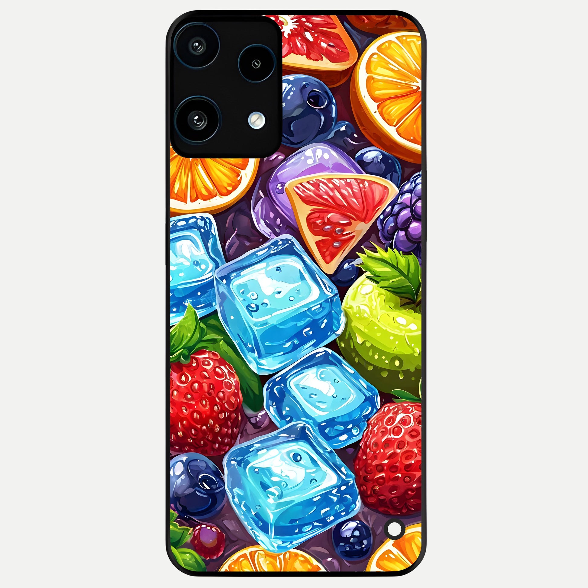 Colorful Fruits with Ice Glass Case For Nothing Phone 3A Lite back cover – full design glossy printed glass finish