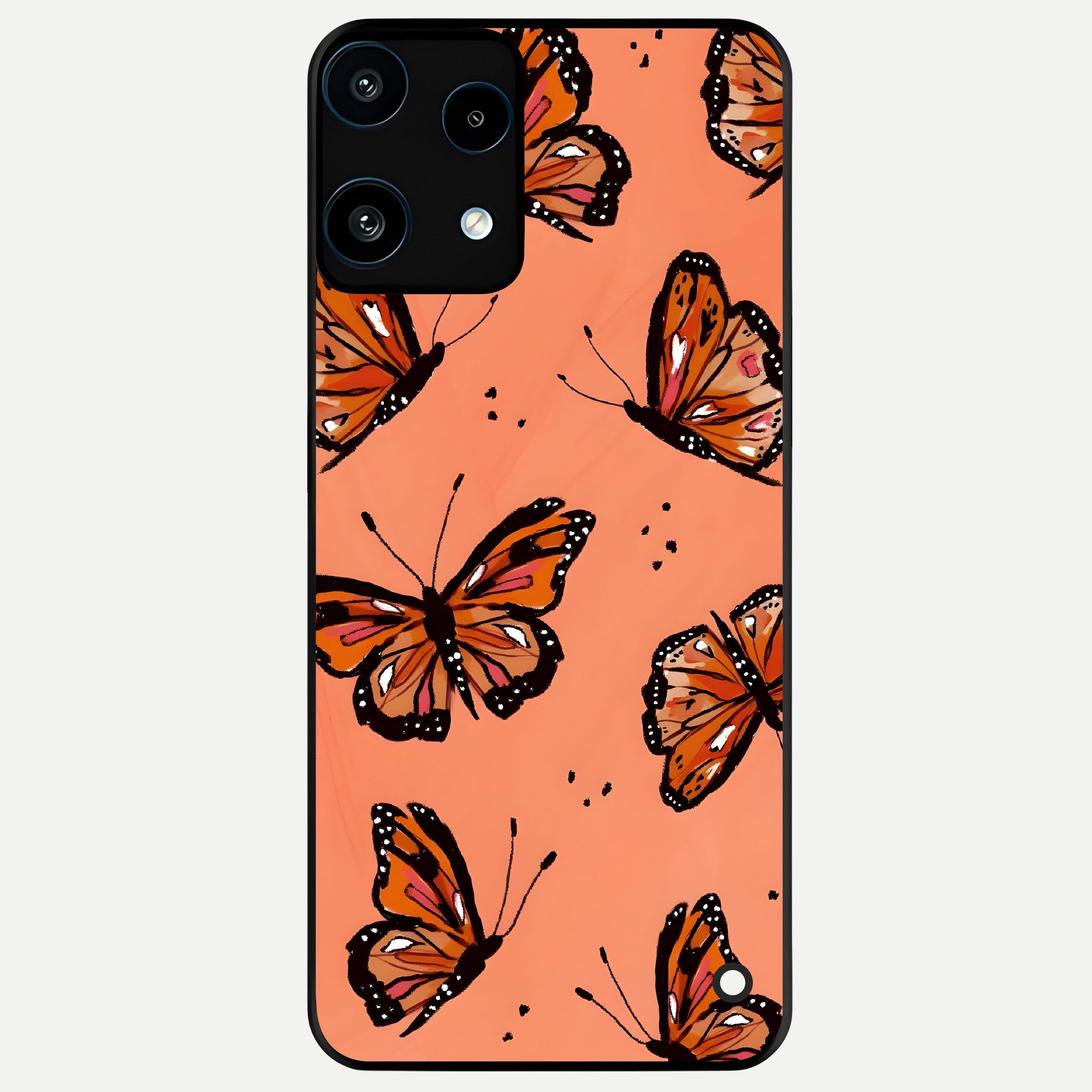  Coral Wing Butterfly Glass Case For Nothing Phone 3A Lite back cover – full design glossy printed glass finish
