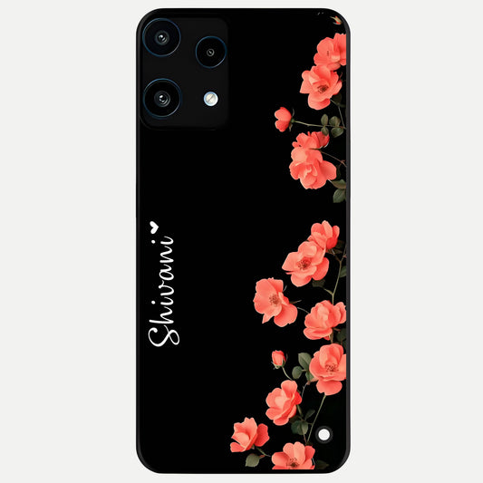 Crimson Bloom Grace Custom Name Glass Case For Nothing Phone 3A Lite back cover – full design glossy printed glass finish