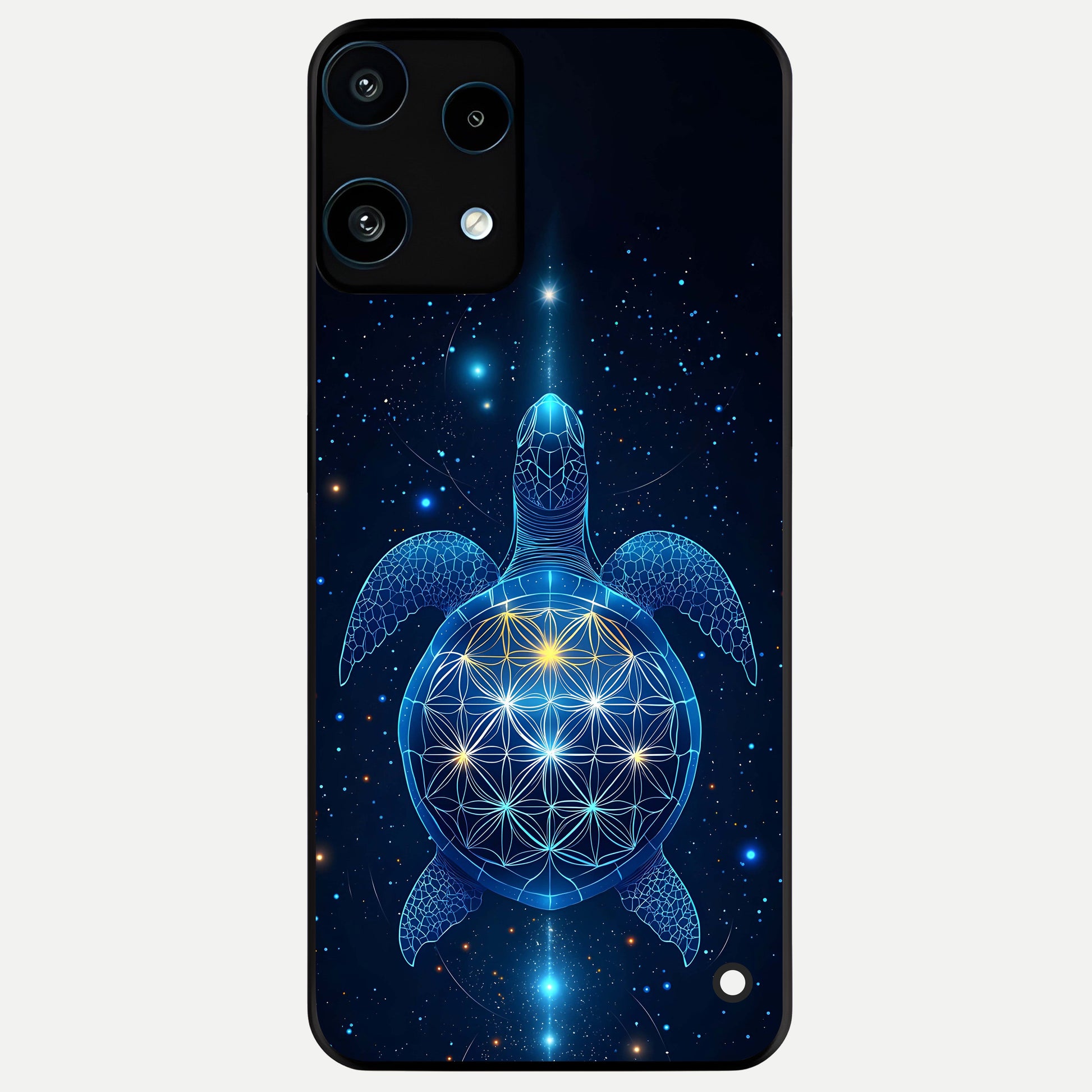  Crimson Blue Turtle Glass Case For Nothing Phone 3A Lite back cover – full design glossy printed glass finish