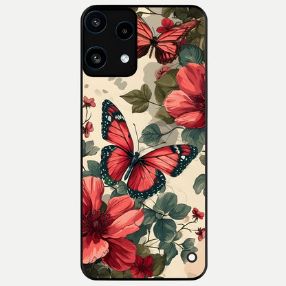  Crimson Butterfly Garden Glass Case For Nothing Phone 3A Lite back cover – full design glossy printed glass finish