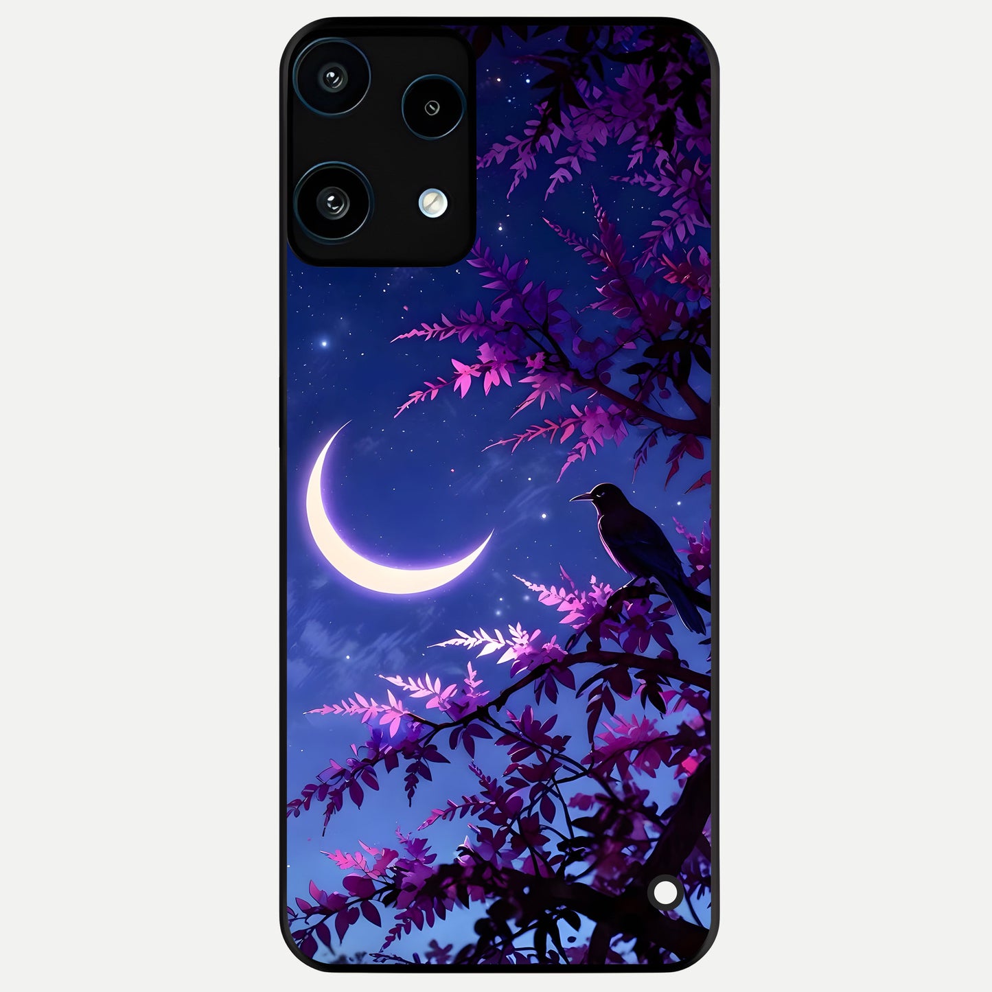  Crow And Moon Scenery Glass Case For Nothing Phone 3A Lite back cover – full design glossy printed glass finish