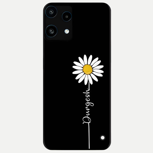  Custom Name White Flower Glass Case For Nothing Phone 3A Lite back cover – full design glossy printed glass finish