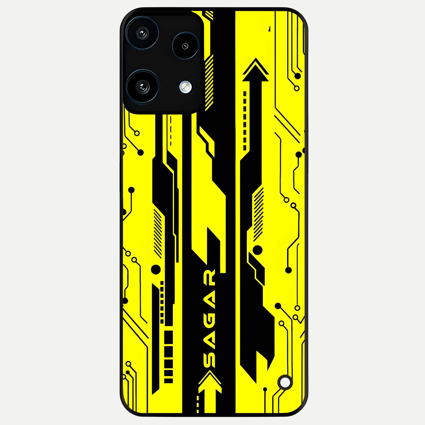  Electric Pulse CYBERPUNK Custom Name Glass Case For Nothing Phone 3A Lite back cover – full design glossy printed glass finish