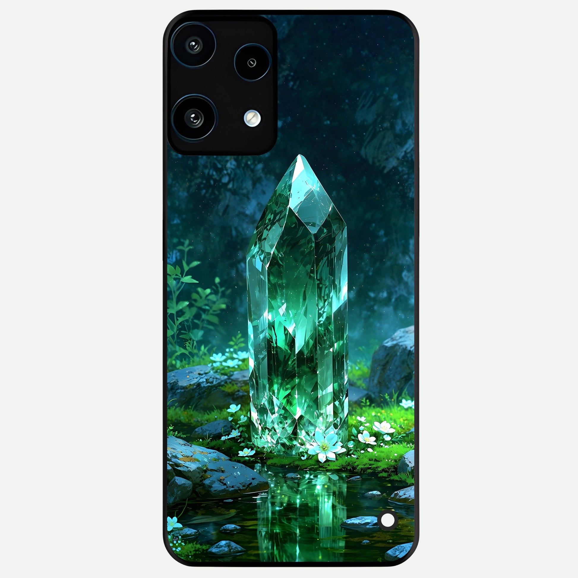  Emerald Light Crystal Glass Case For Nothing Phone 3A Lite back cover – full design glossy printed glass finish