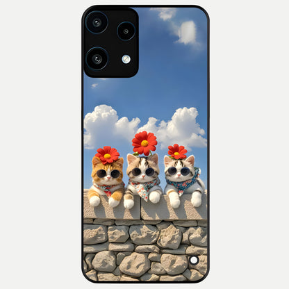  Floral Kitty Squad Glass Case For Nothing Phone 3A Lite back cover – full design glossy printed glass finish
