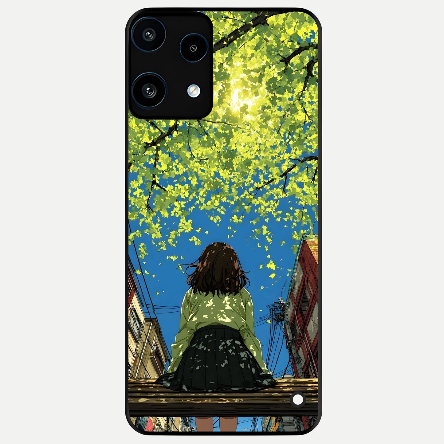  Golden Leaves Glow Glass Case For Nothing Phone 3A Lite back cover – full design glossy printed glass finish