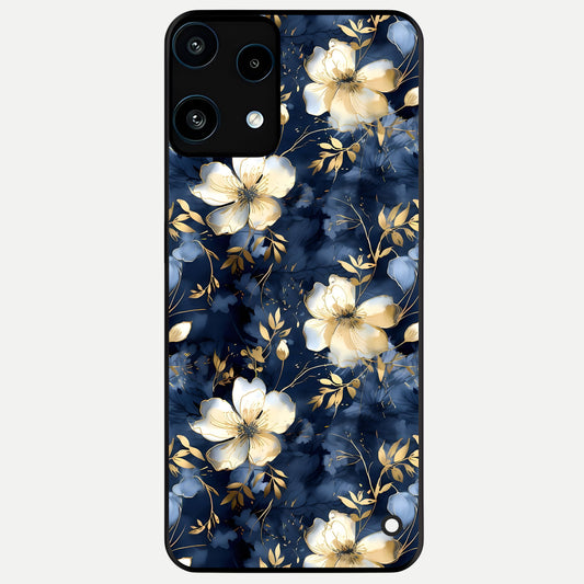  Golden Midnight Bloom Glass Case For Nothing Phone 3A Lite back cover – full design glossy printed glass finish