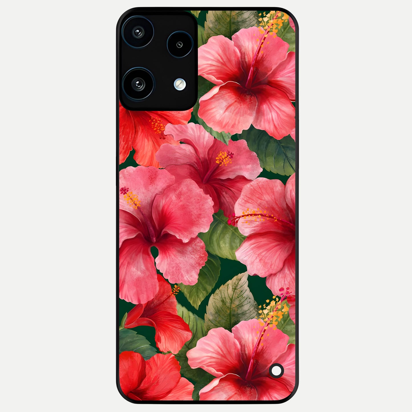  Hibiscus Pattern Glass Case For Nothing Phone 3A Lite back cover – full design glossy printed glass finish
