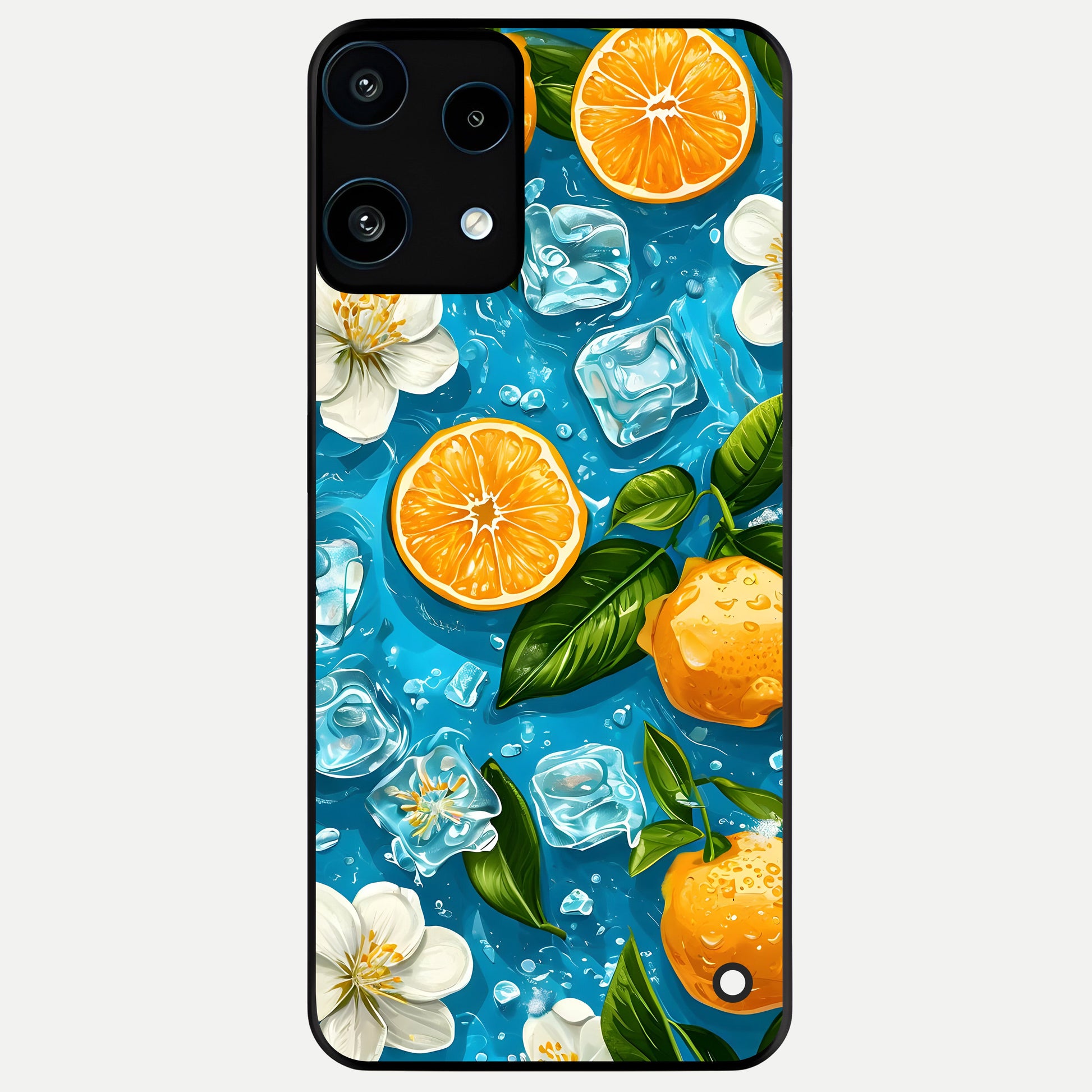  Ice Cube With Orange Glass Case For Nothing Phone 3A Lite back cover – full design glossy printed glass finish