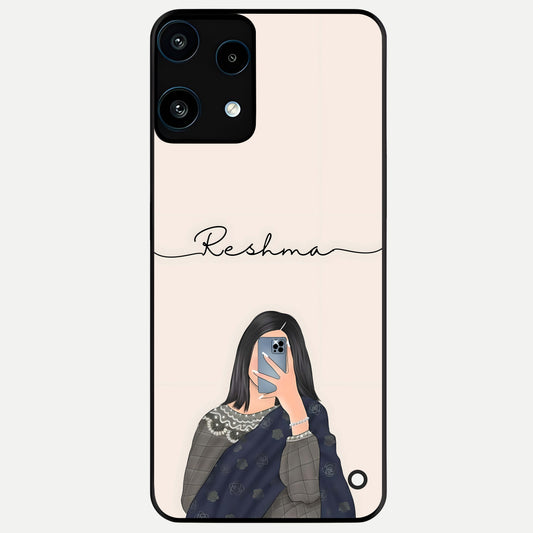  Mirror Mood Muse With Custom Name Glass Case For Nothing Phone 3A Lite back cover – full design glossy printed glass finish
