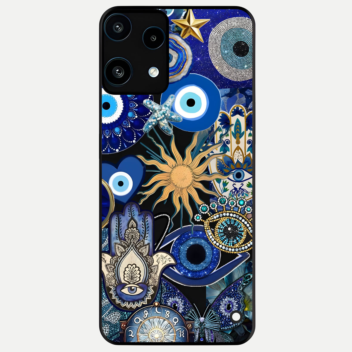  Mystic Blue Evil Eye Glass Case For Nothing Phone 3A Lite back cover – full design glossy printed glass finish