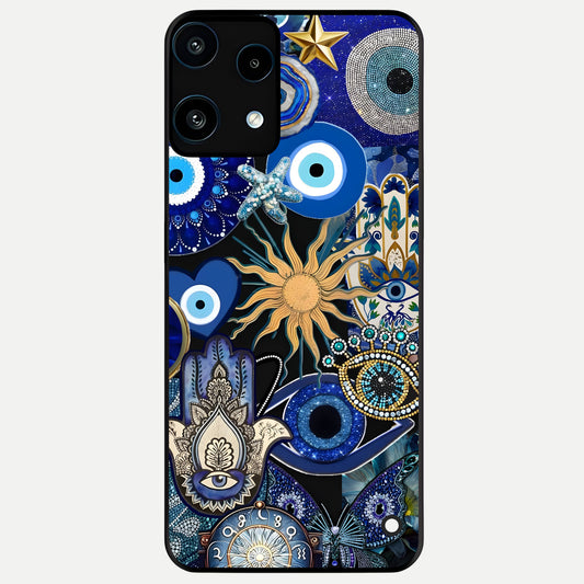  Mystic Blue Evil Eye Glass Case For Nothing Phone 3A Lite back cover – full design glossy printed glass finish