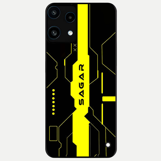  Neon CYBERPUNK Custom Name Glass Case For Nothing Phone 3A Lite back cover – full design glossy printed glass finish