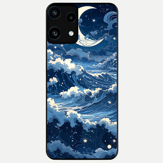  Ocean Moon Waves Glass Case For Nothing Phone 3A Lite back cover – full design glossy printed glass finish