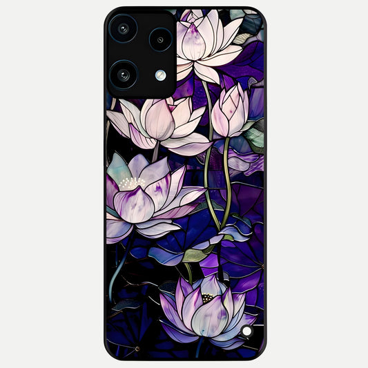  Purple Lotus Pattern Glass Case For Nothing Phone 3A Lite back cover – full design glossy printed glass finish