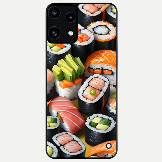  Sushi Food Pattern Glass Case For Nothing Phone 3A Lite back cover – full design glossy printed glass finish
