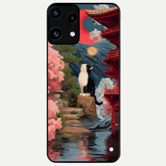  Temple Cat Scenery Glass Case For Nothing Phone 3A Lite back cover – full design glossy printed glass finish