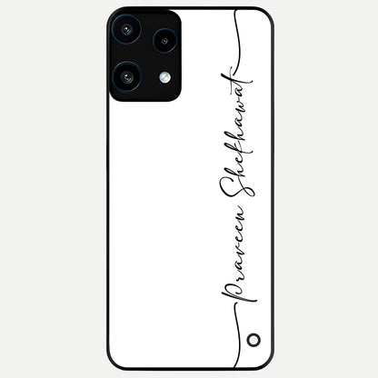  White Tune Custom Name Glass Case For Nothing Phone 3A Lite back cover – personalized glossy printed glass finish