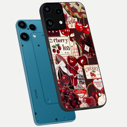  Aesthetic Cherry Tea phone case For Nothing Phone 3A Lite showing premium glass back cover with detailed artwork