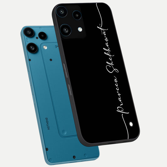  Black Tune Custom Name phone case For Nothing Phone 3A Lite showing premium glass back cover with detailed artwork