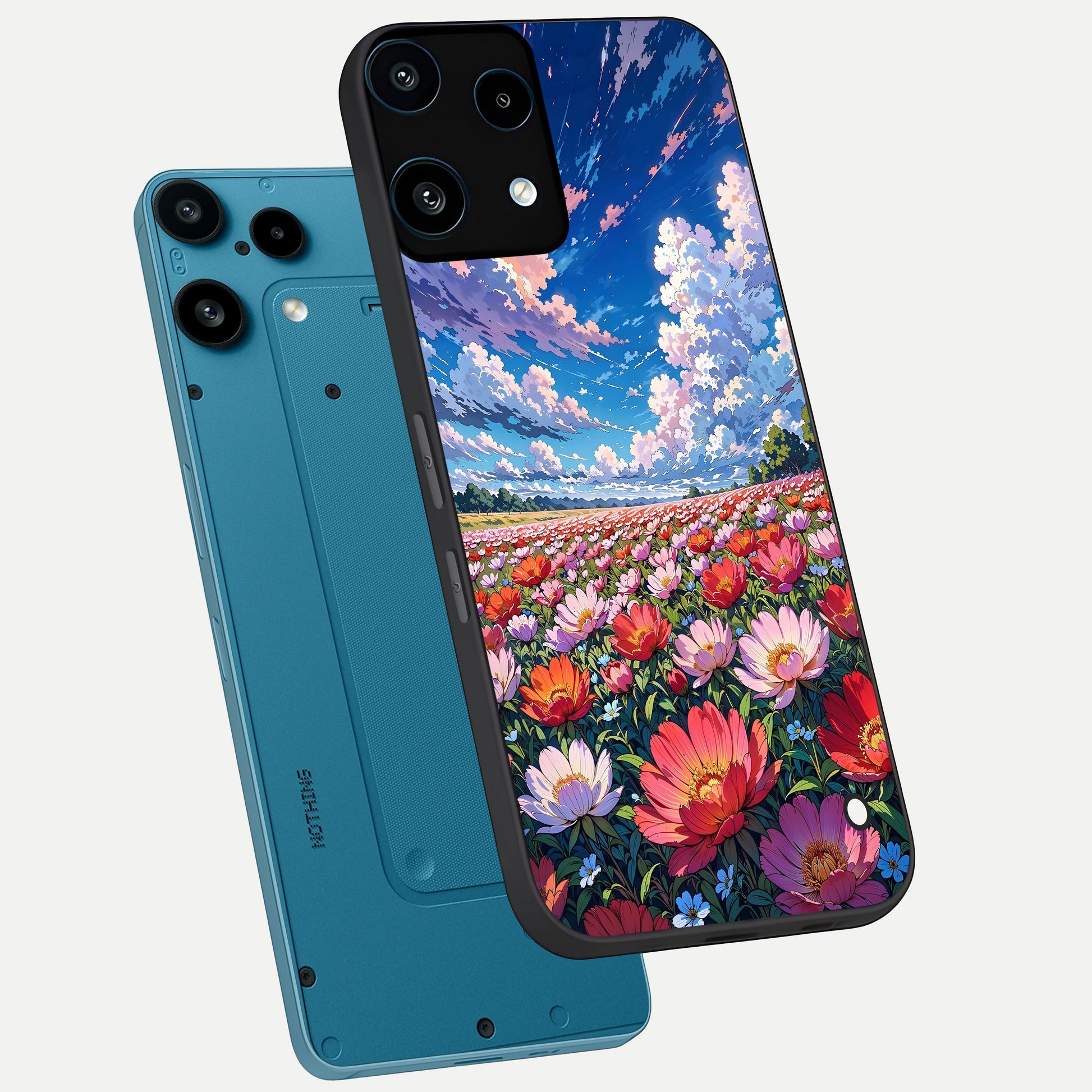  Blossom Sky Field phone case For Nothing Phone 3A Lite showing premium glass back cover with detailed artwork