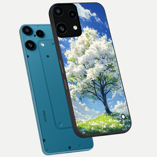  Blossom Sky Serenity phone case For Nothing Phone 3A Lite showing premium glass back cover with detailed artwork