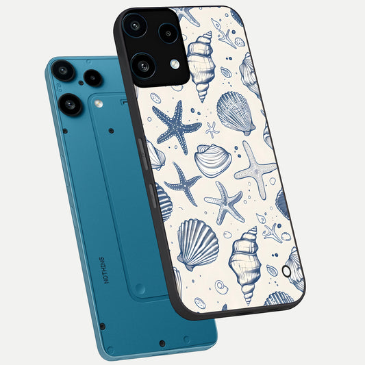  Blue Ocean Outline phone case For Nothing Phone 3A Lite showing premium glass back cover with detailed artwork
