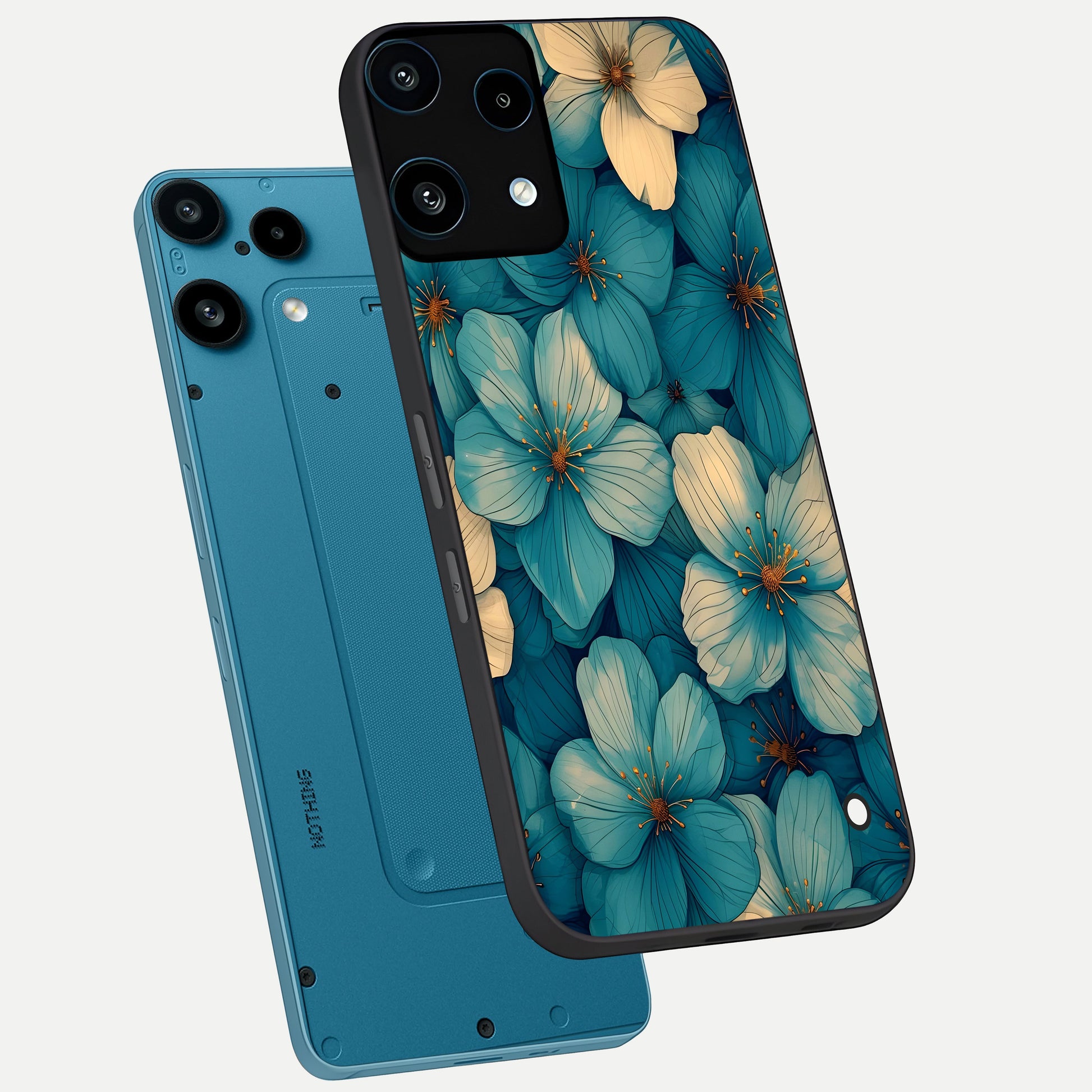  Blue Shade Floral phone case For Nothing Phone 3A Lite showing premium glass back cover with detailed artwork