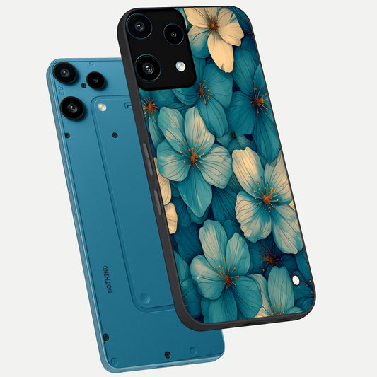 Blue Shade Floral phone case For Nothing Phone 3A Lite showing premium glass back cover with detailed artwork