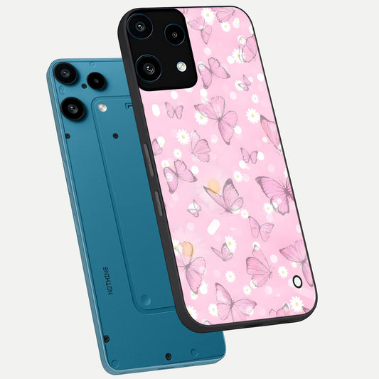  Blush Butterfly Garden phone case For Nothing Phone 3A Lite showing premium glass back cover with detailed artwork