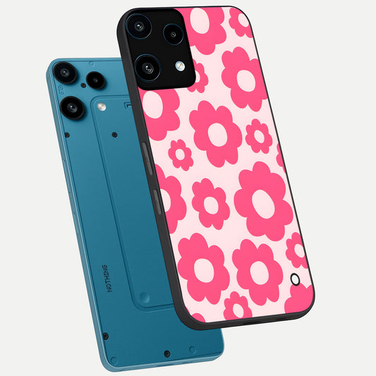  Blush Flower Pop phone case For Nothing Phone 3A Lite showing premium glass back cover with detailed artwork