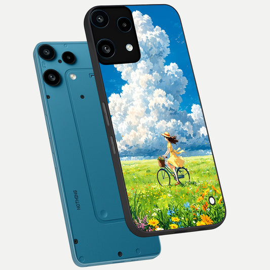  Breezy Meadow Ride phone case For Nothing Phone 3A Lite showing premium glass back cover with detailed artwork