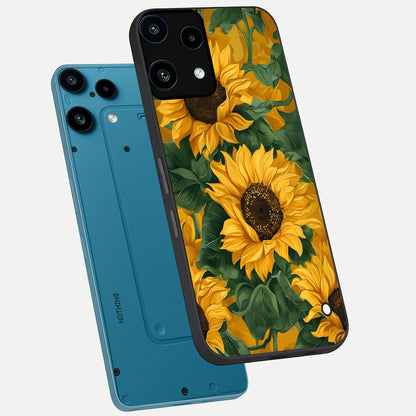  Bright Sunflower Bloom phone case For Nothing Phone 3A Lite showing premium glass back cover with detailed artwork