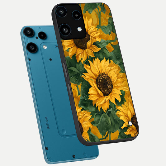  Bright Sunflower Bloom phone case For Nothing Phone 3A Lite showing premium glass back cover with detailed artwork