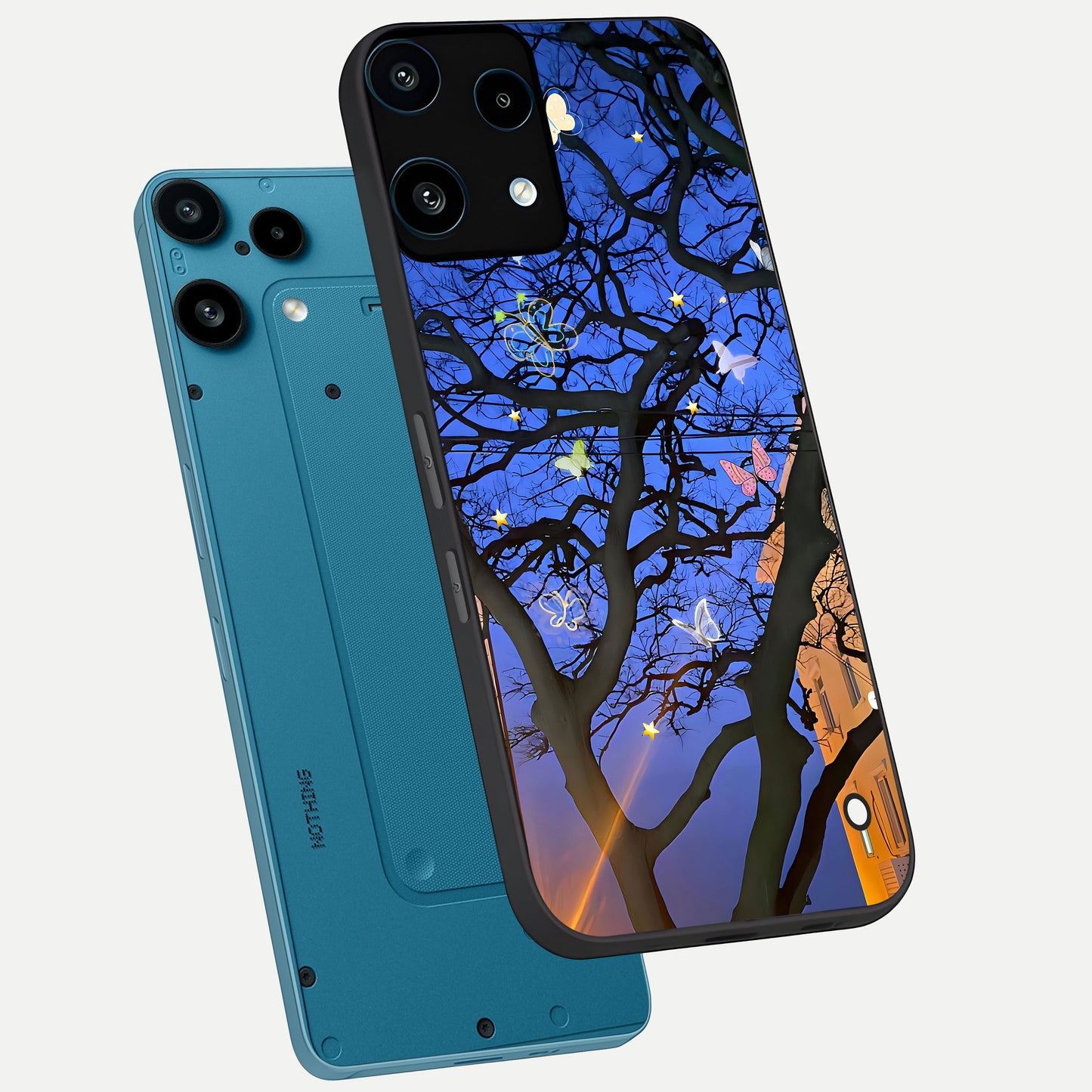  Butterfly Night Magic phone case For Nothing Phone 3A Lite showing premium glass back cover with detailed artwork