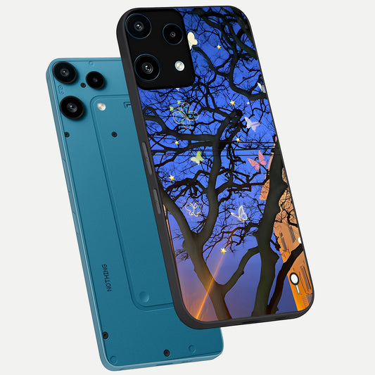  Butterfly Night Magic phone case For Nothing Phone 3A Lite showing premium glass back cover with detailed artwork