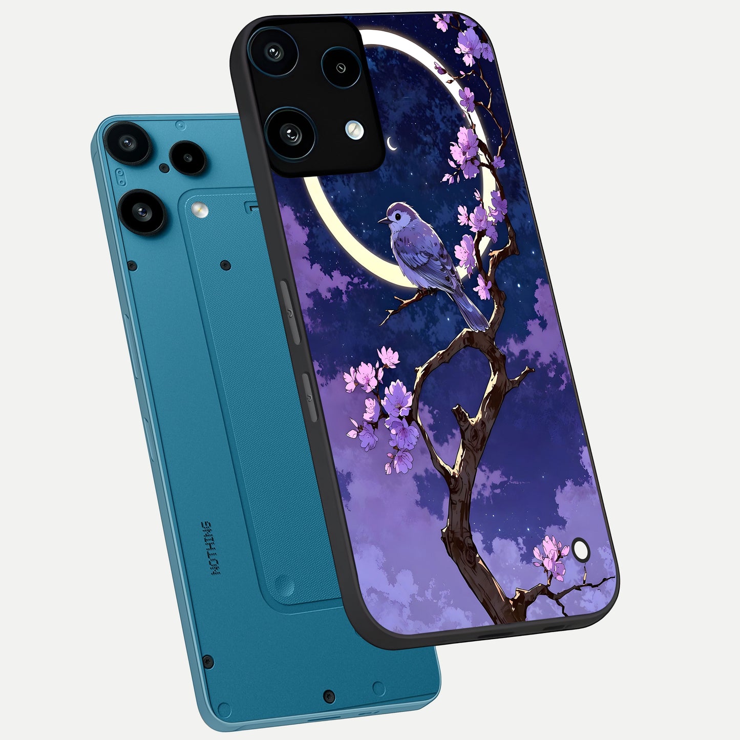  Celestial Bird Blossom phone case For Nothing Phone 3A Lite showing premium glass back cover with detailed artwork