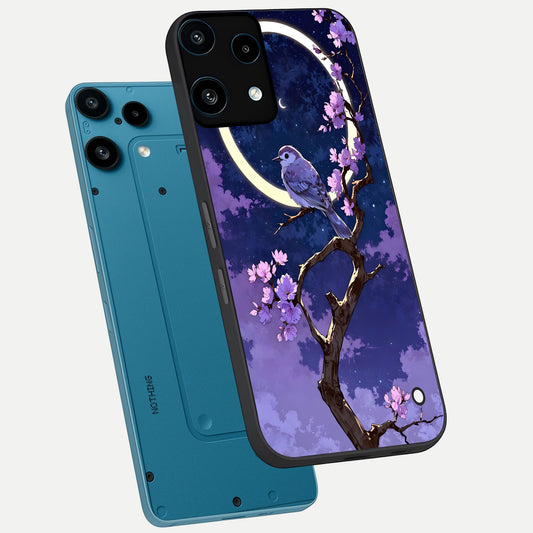  Celestial Bird Blossom phone case For Nothing Phone 3A Lite showing premium glass back cover with detailed artwork
