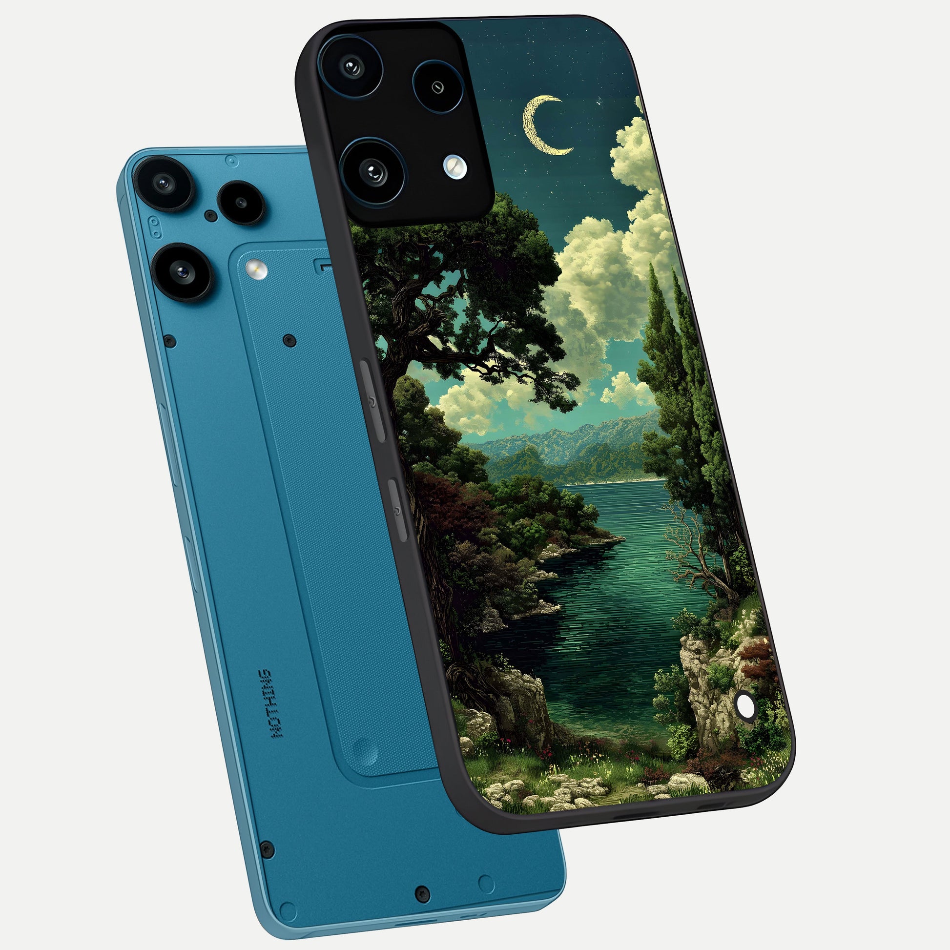  Celestial Lake Peace phone case For Nothing Phone 3A Lite showing premium glass back cover with detailed artwork