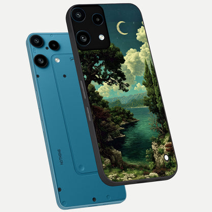  Celestial Lake Peace phone case For Nothing Phone 3A Lite showing premium glass back cover with detailed artwork